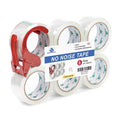 Heavy Duty No Noise Packing Tape - Clear Sealing Rolls with Dispenser, 6-Pack