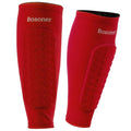 Bosoner Kids Soccer Shin Guards L, Red – Non-Slip Calf Sleeve with Honeycomb Padding