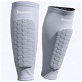 XL Gray Bosoner Soccer Shin Guards for Kids - Non-Slip Calf Sleeve with Honeycomb EVA Padding