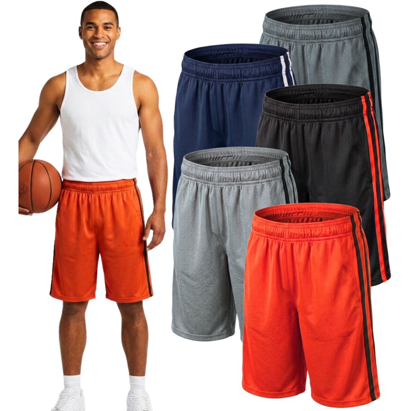 Men's 5-Pack Athletic Basketball Shorts with Pockets & Drawstring - Performance Activewear