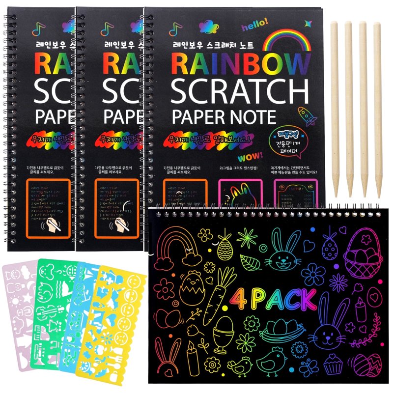 Rainbow Scratch Art Notebooks Set for Kids Creative Drawing and Craft