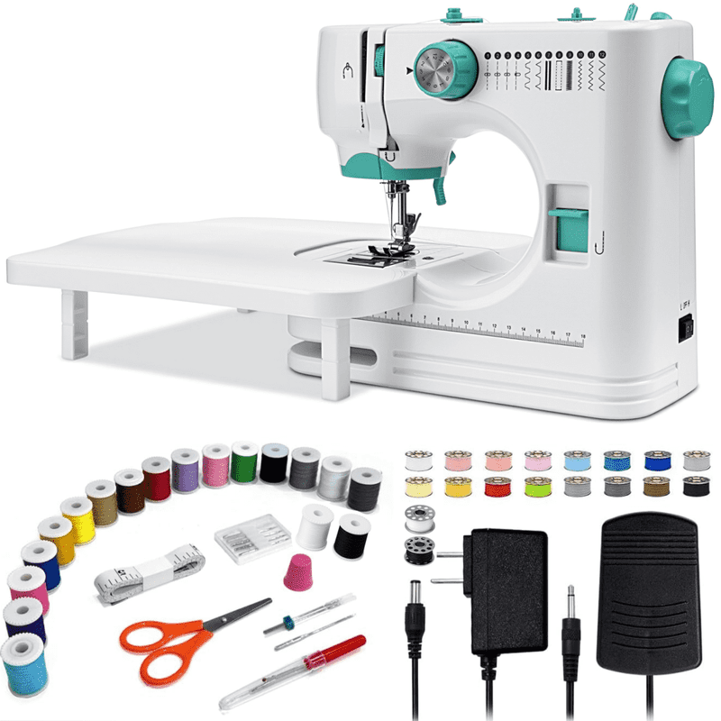 Portable Sewing Machine Kit with 57 Pieces, 12 Stitch Patterns for Beginners
