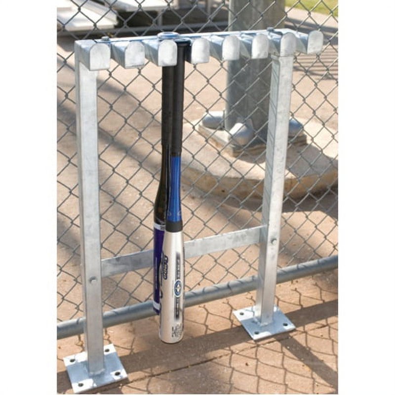 Heavy-Duty Galvanized Steel Bat Rack for Dugouts - Holds 14 Bats