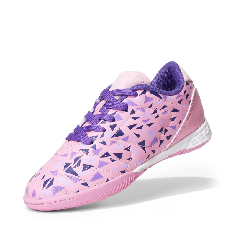 Burudani Kids Indoor Soccer Shoes - Lace Up Athletics Sneakers, Pink/Purple Variation 6