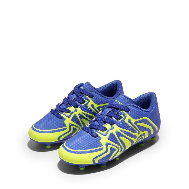 Burudani Kids Soccer Cleats Shoes - 10 Toddler Royal Lemon Green Silver