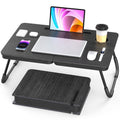 Portable Foldable Lap Desk for Bed and Couch with Cup & Phone Holder - Black (Variation: Black)