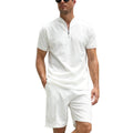 Men's Casual 2-Piece Tracksuit Set with Zip Shirt and Shorts for Beach, Golf, and Sport