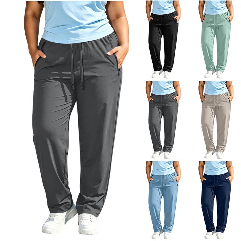 Plus Size Workout Joggers for Women Lightweight Athletic Pants with Zipper Pockets