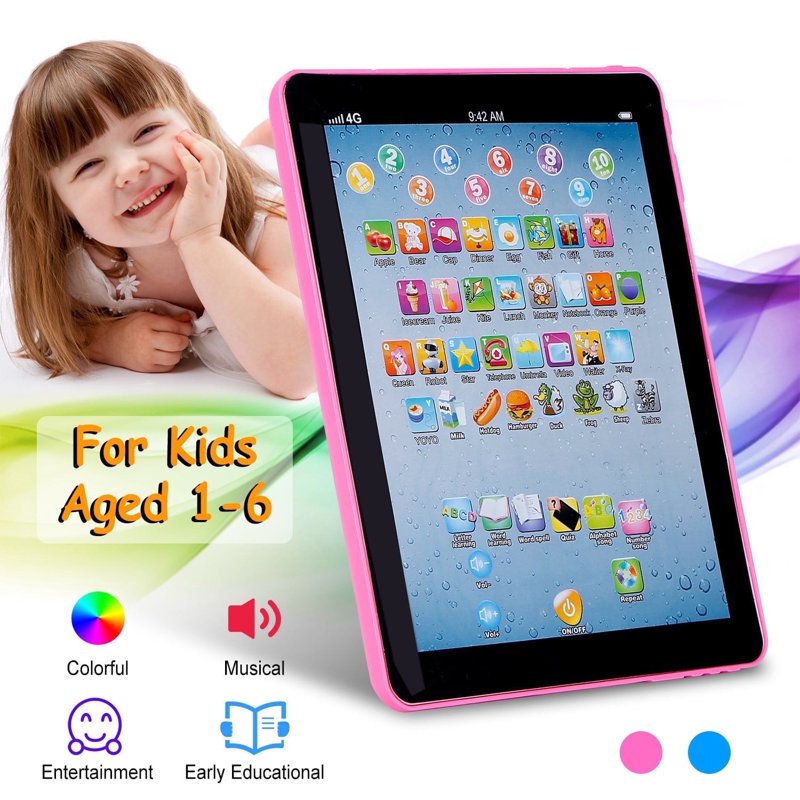 Kids Educational Touchscreen Learning Tablet for ABC Numbers & Words Pink