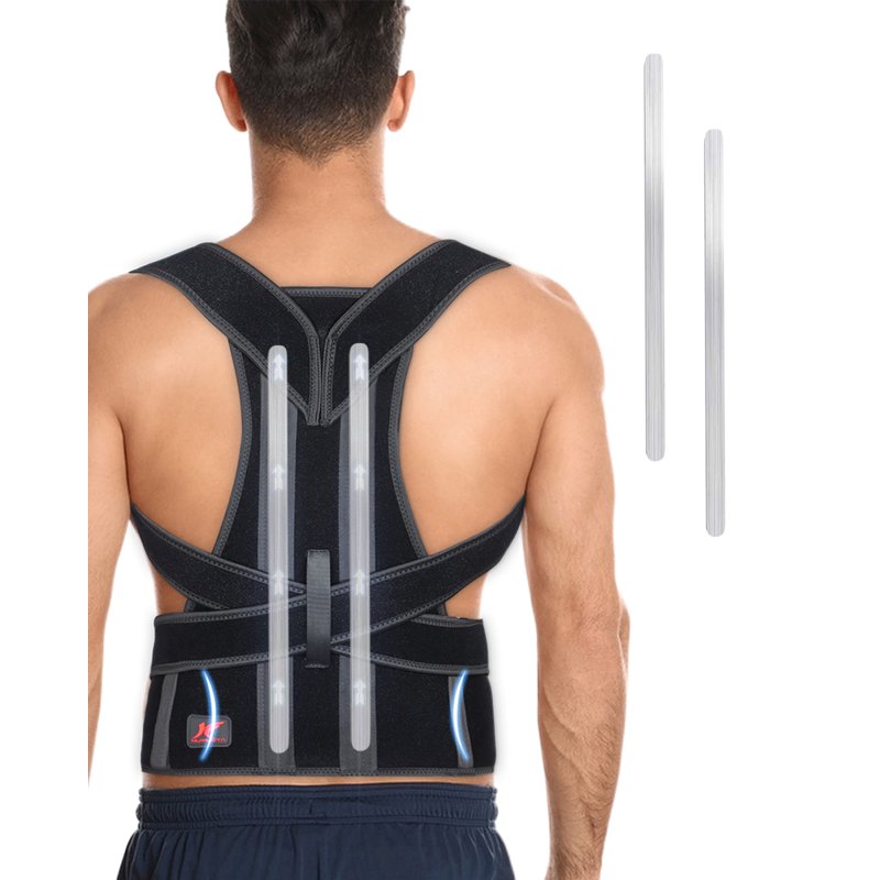 Back Posture Corrector Belt for Men & Women, Support Brace with Removable Metal Splints