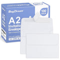 Self Seal Invitation Envelopes Pack of 100 - White A2 Size for Cards Photos & Invitations