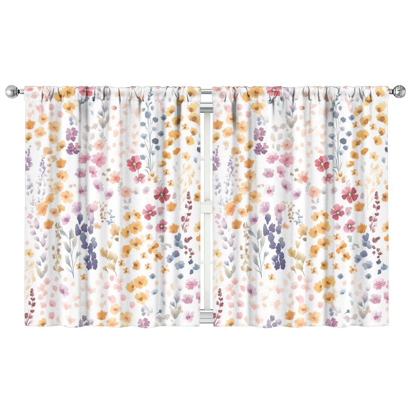 Light Floral Blackout Curtains 42x54 Inches - 2 Panel Bedroom Window Drapes
