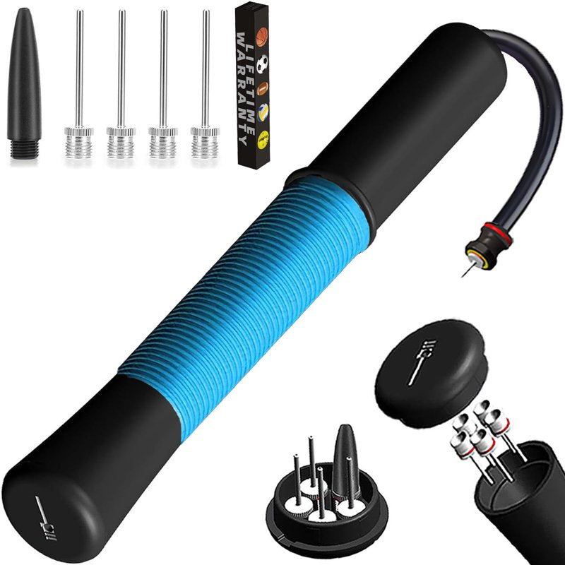 Fenxyo Ball Pump with Needle Storage and Extendable Cable - Sports Ball Inflator for Basketball, Soccer, Volleyball, Rugby