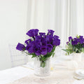 Silk Rose Buds Flowers Bouquet for Weddings & Events - 84 pcs, Purple