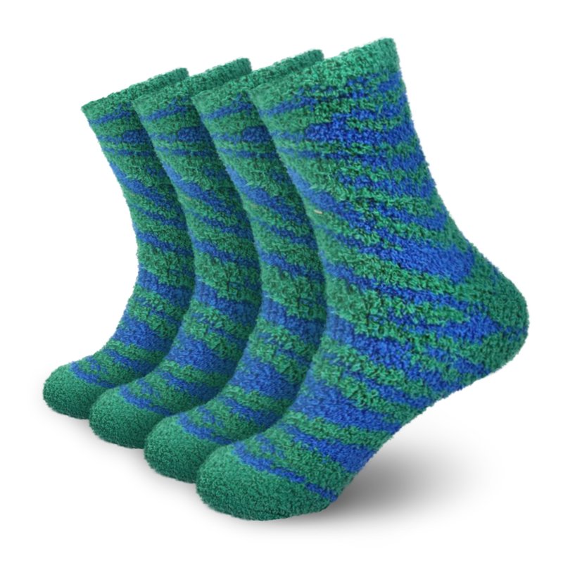Women's Fuzzy Zebra Print Team Spirit Socks 4 Pairs - Microfiber, Warm & Soft