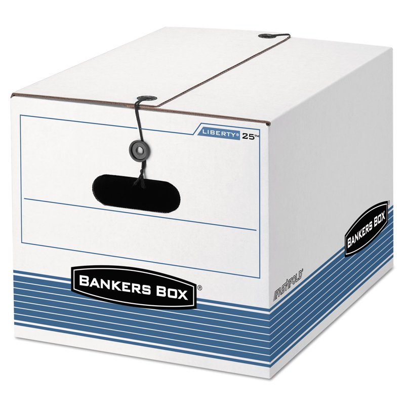 Medium-Duty Storage File Boxes - 12.25 x 16 x 11 Inches, White/Blue, 4 Pack
