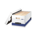 Medium-Duty Stackable File Storage Boxes with Lid - White and Blue, 4 Pack