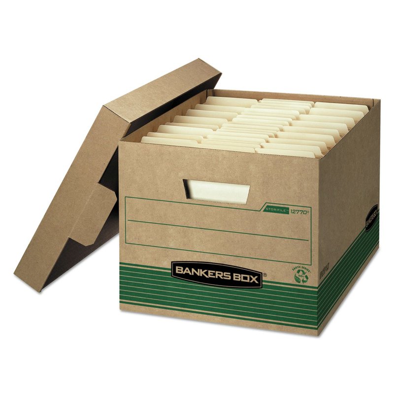 Medium-Duty Recycled Storage Boxes for Office & Home Filing - Kraft/Green