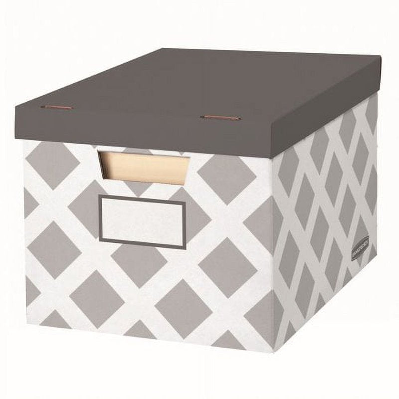 Decorative Letter and Legal File Box Set - Grey Diamond Design, 3-Pack