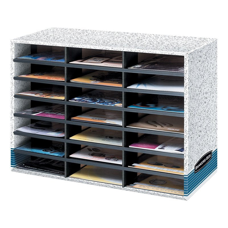 Literature Sorter Organizer with 21 Compartments - Corrugated Cardboard, Dove Grey