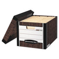 Heavy-Duty Woodgrain Storage Box with Locking Lid - Letter & Legal Size, 4 Pack