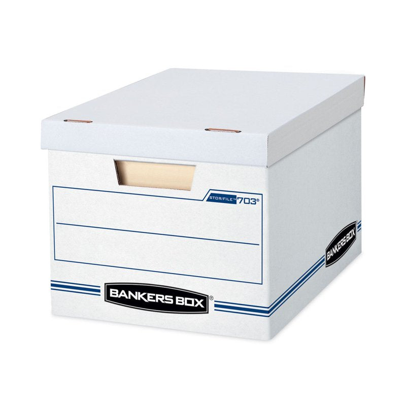 Stackable File Storage Boxes with Lift-Off Lid - White 6 Pack