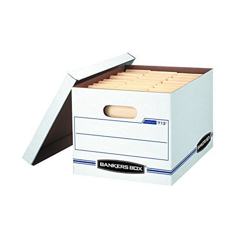 12 Pack Letter and Legal Size Storage Boxes with Lift-Off Lids - White/Blue