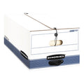 Legal Size Storage Boxes with Locking Lids & Handles - White/Blue, Case of 3