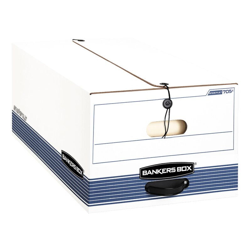 Legal Size Storage Boxes with Locking Lids & Handles - White/Blue, Case of 3