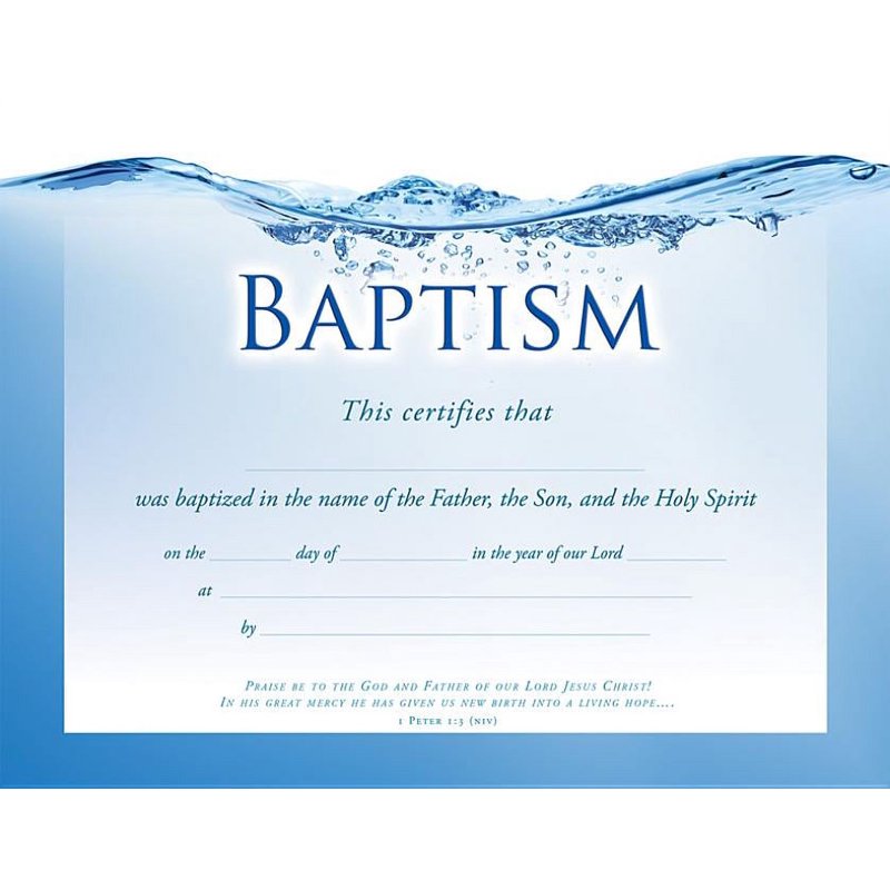 Baptism Certificate Pack of 6 with Envelopes – 8.5 x 11 Inch Religious Certificates