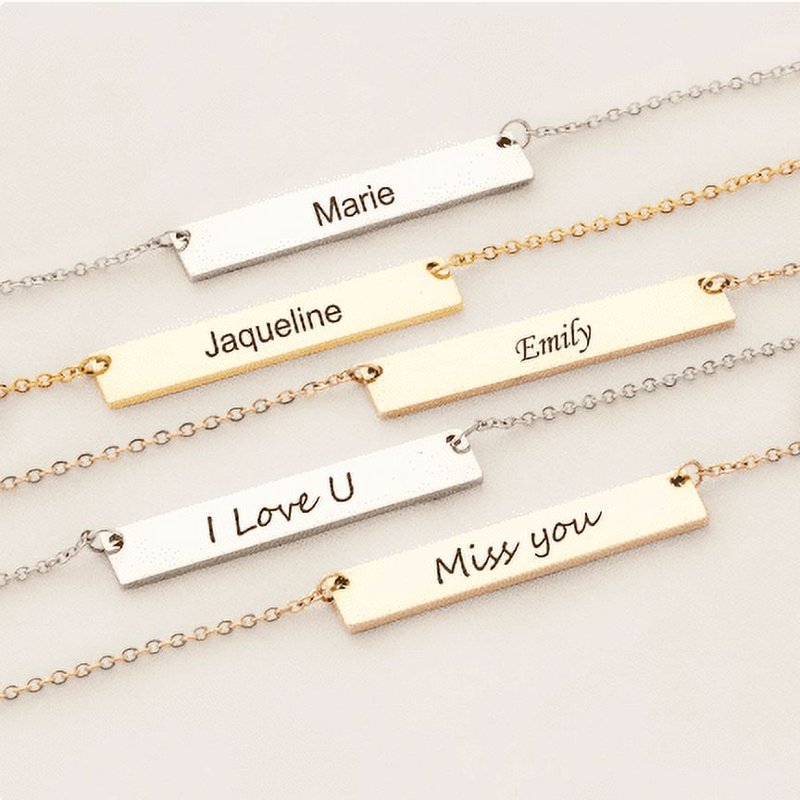 Personalized Bar Necklace - Custom Name Jewelry Gift for Her