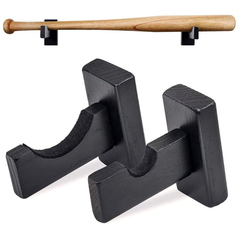Baseball Bat Wall Mount Holder with Felt Liner - Solid Wood Display Rack for Fans & Collectors