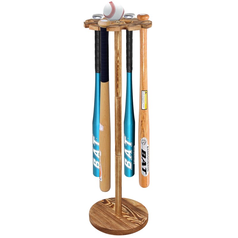 Wooden Baseball Bat Display Shelf Organizer for 10 Bats