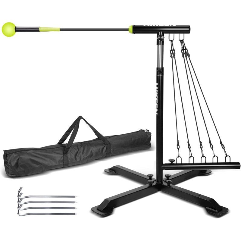 Baseball Softball Swing Trainer with Adjustable Height & Elasticity Bands - All Ages Training Equipment