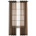 Light-Filtering Sheer Voile Window Curtains - Grommet Top Brown Set