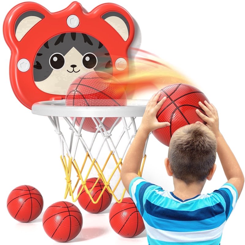 Toddler Indoor Basketball Hoop Set with 4 Balls - Adjustable Height Kids Play Toy