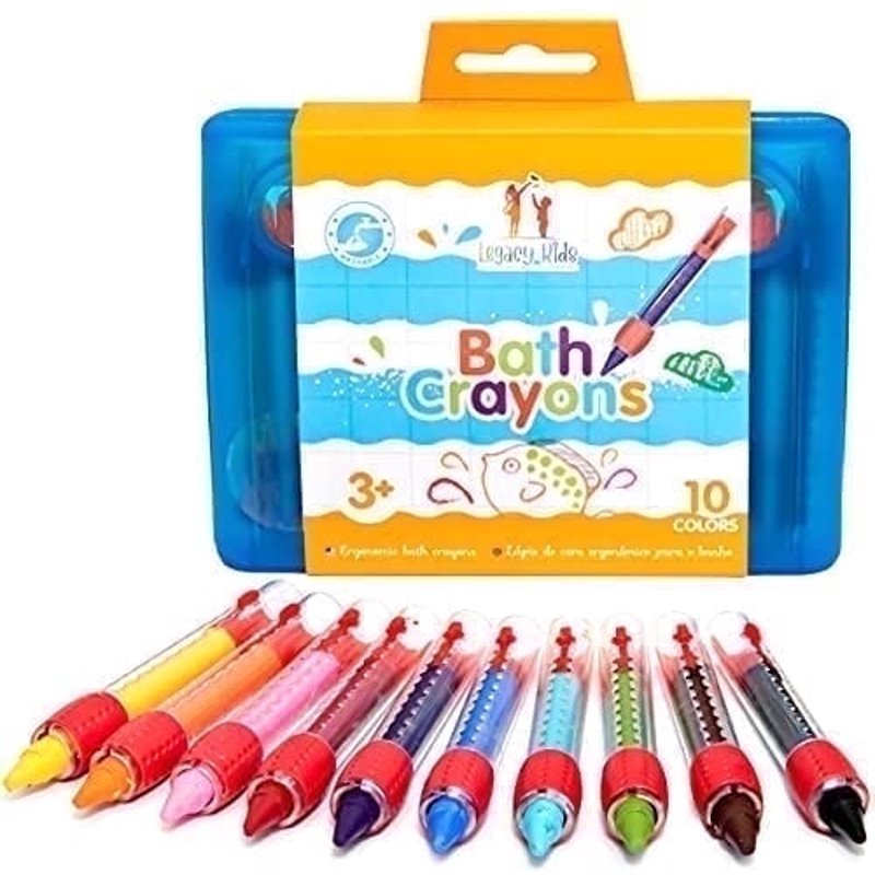Bath Crayons for Kids - Washable Non-Toxic Gel Bath Toys Set, 10 Bright Colors