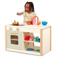 Wooden Kitchen Playset with Chalkboard and Accessories - Toddler Pretend Cooking & Café Set