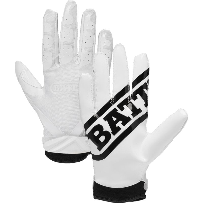 Double Threat Football Receiver Gloves - White/White, Padded, Snug Fit