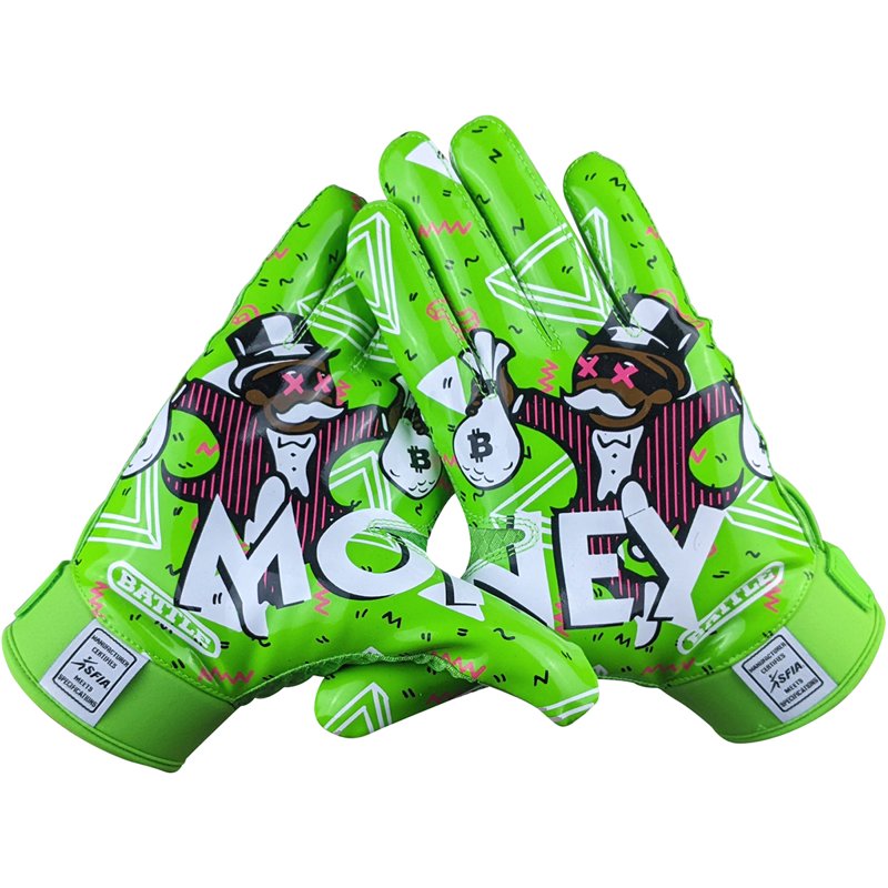 Adult Football Receiver Gloves Neon Green - Reinforced, Breathable, Ultra-Stick Grip