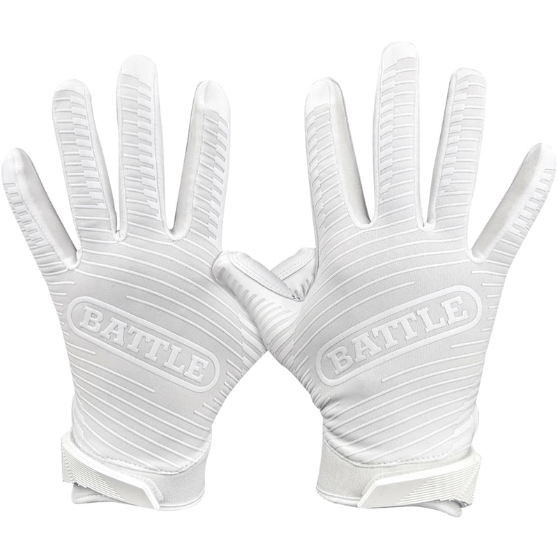 Adult Football Receiver Gloves - Large White, Ultra-Stick Grip, NFHS/NCAA/NOCSAE