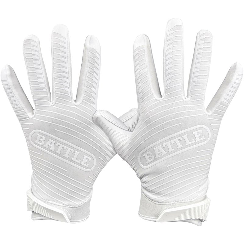 Youth Football Receiver Gloves Large White - Battle Sports Doom 1.0