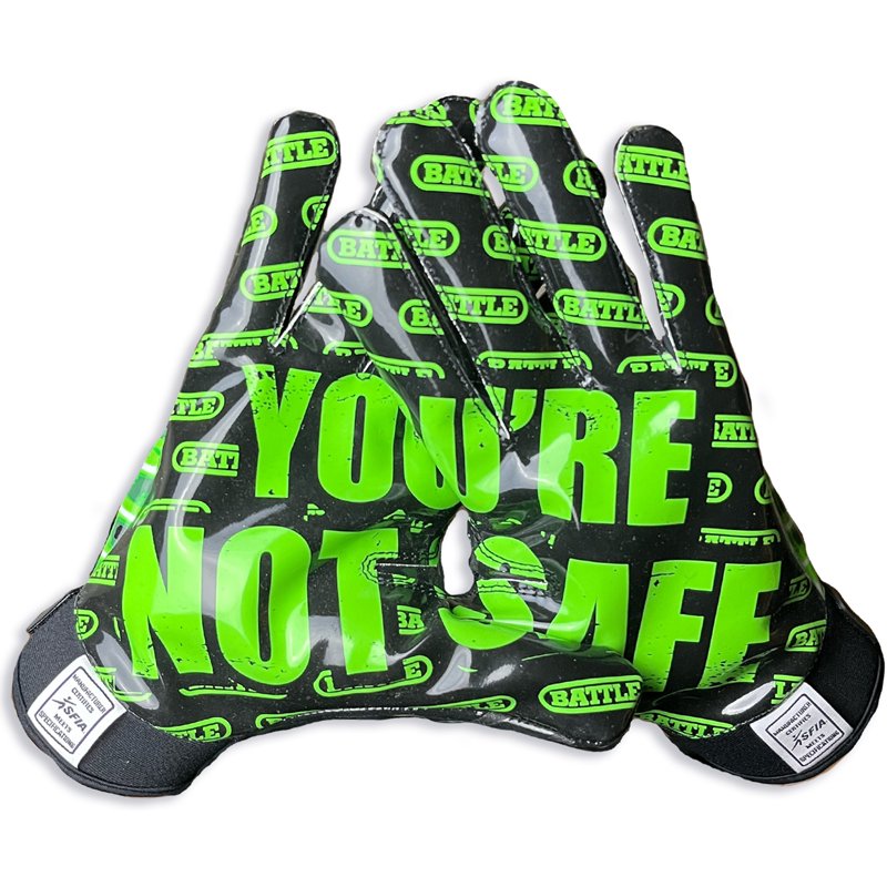 American Football Gloves - Adult Large Neon Green Football Receiver Gloves