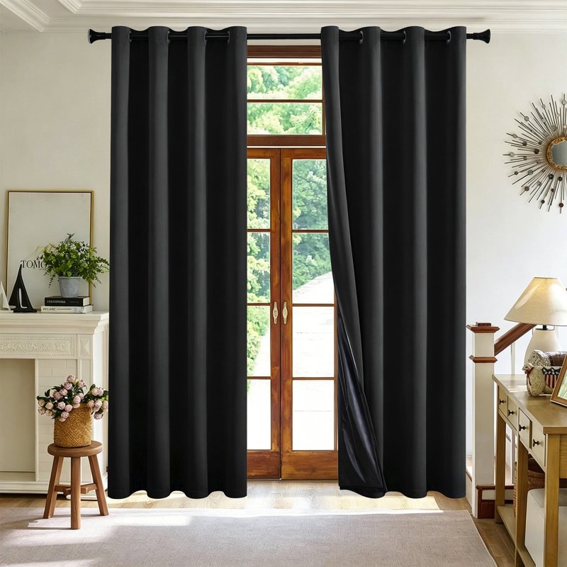 Blackout Thermal Insulated Grommet Window Curtains for Living Room - 1 Panel