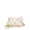 Women's Quilted Crossbody Bag with Studded Accents - White
