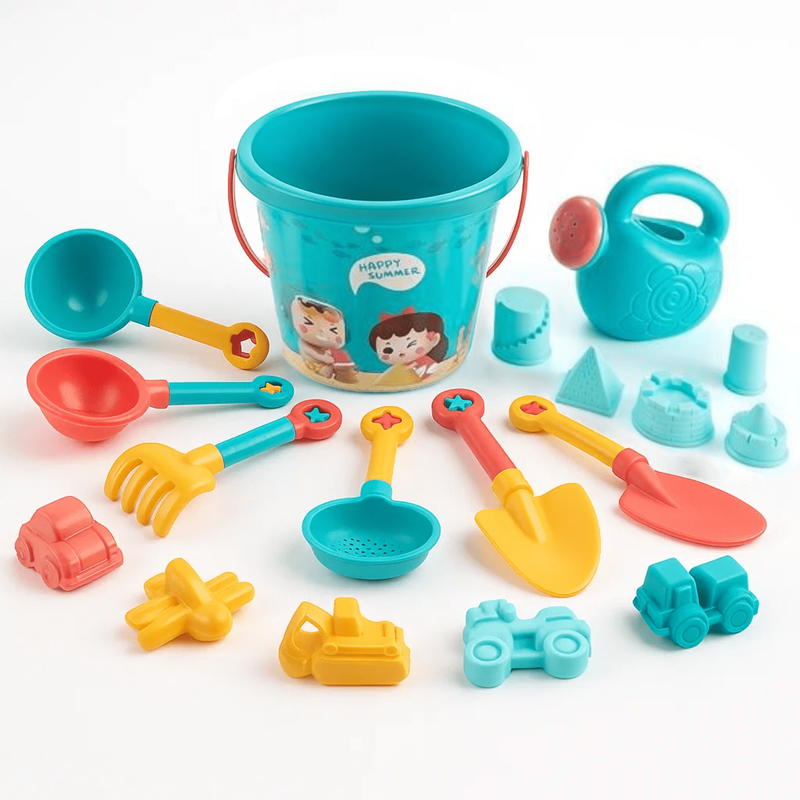 Kids Beach Toys Set - 18 Piece Sandcastle and Water Play Kit for Ages 3-10