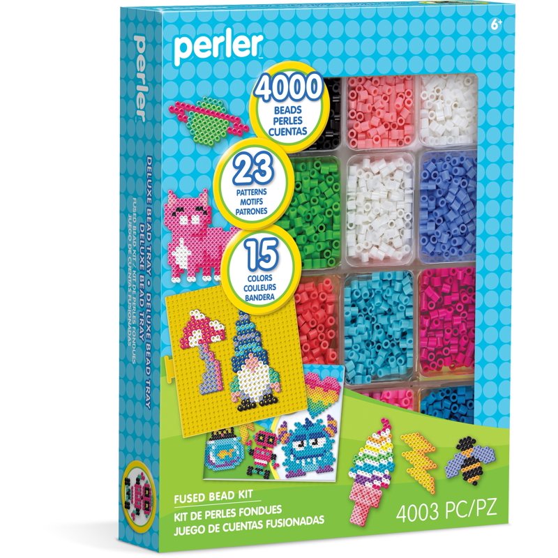 Perler Bead Craft Kit with 4000 Beads, 15 Colors & 23 Patterns - Creative Jewelry & Art Projects