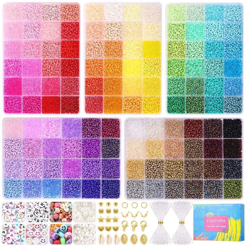 Glass Seed Beads for Jewelry Making - 120 Colors, 44,000+ Pcs, DIY Craft Kit