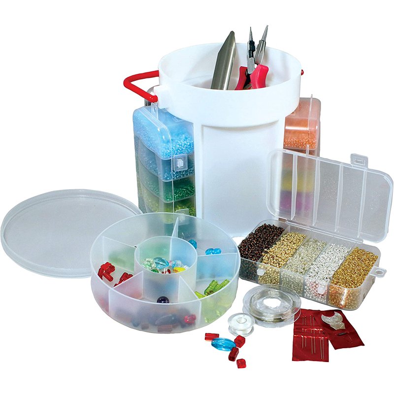 Jewelry Making Bead Set with Storage Caddy - 1000+ Gram Seed Beads & Accessories