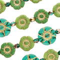 Czech Glass Bead Strands for Jewelry Making - Green Hibiscus Mix, 6x7 Inch, 15 Beads Per Strand